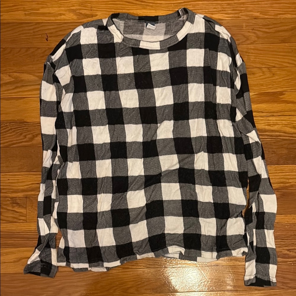 Old Navy Black and White Plaid Pajama Shirt